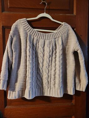 American Eagle Women's Cable Knit Sweater Cropped Tan XL Comfort Soft.(R)
